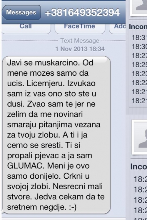 Poruka  kao dokaz  pretnje