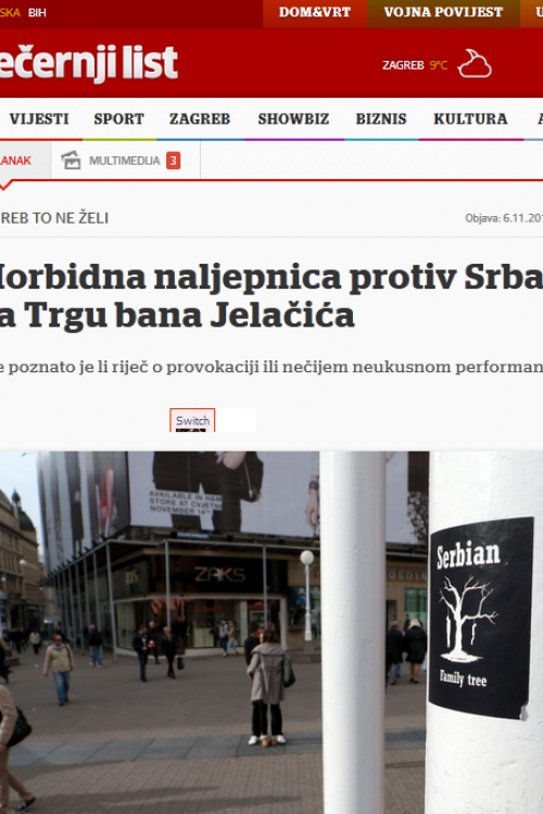 Hrvatski mediji preneli sliku jezive nalepnice