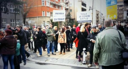 Tesla protest Foto: Twitter
