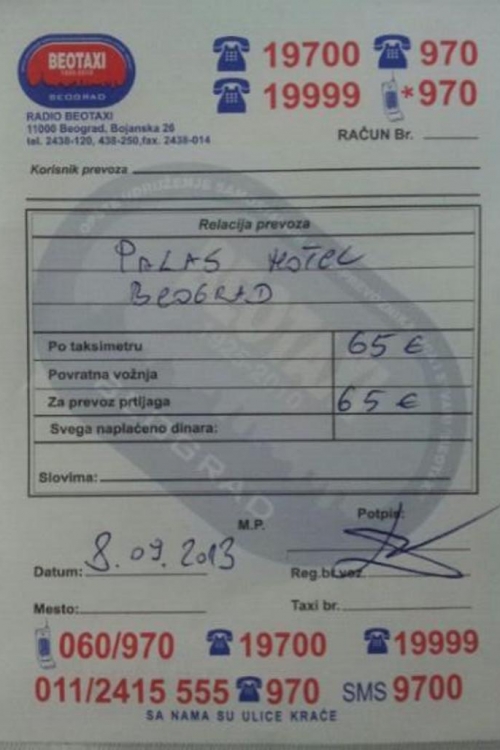 Račun za taksi