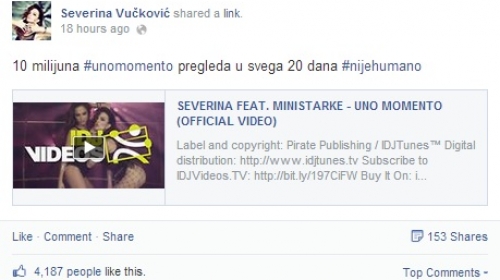 Ni manje ni više... Sevrina se pohvalila