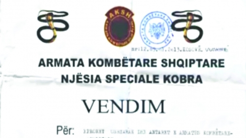 Faksimil Odluke o  mobilizaciji i izveštaj o  broju terorista pod oružjem
