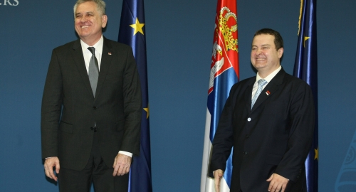 Dačić i Nikolić sa Ketrin Ešton | Foto: Đorđe Kojadinović