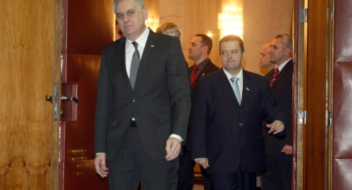 Dačić i Nikolić sa Ketrin Ešton | Foto: Đorđe Kojadinović