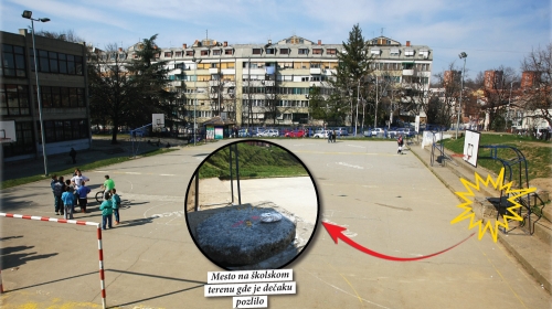 Mesto na školskom terenu gde je dečaku pozlilo