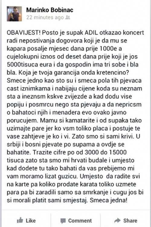 Otvoreno pismo na Fejsbuku