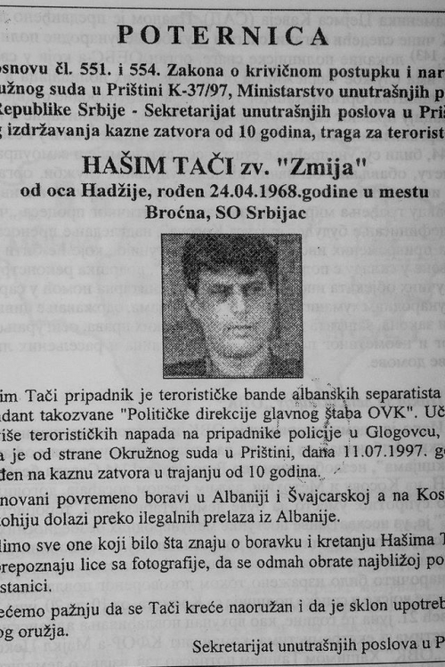 Poternica za Hašimom Tačijem
