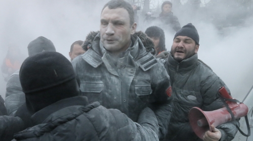 Vitalij Kličko na protestima / Foto: AP