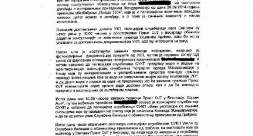 Izveštaj o izvršenim proverama po zahtevu Prvog OJT u Beogradu: | Foto: 