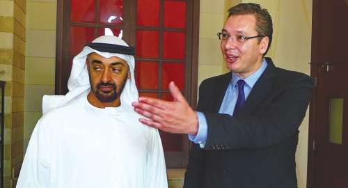Stižu dolari: Vučić i šeik Mohamed  bin Zajed Al Nahjan prilikom nedavnog susreta