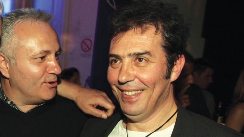 Dinkić i  Lesendrić na promiciji  albuma u  „Sinemi“